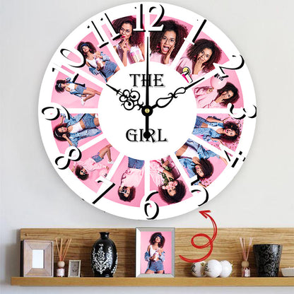 12pcs Photo Round Wall Clock Personalized Clock for Family and Girl