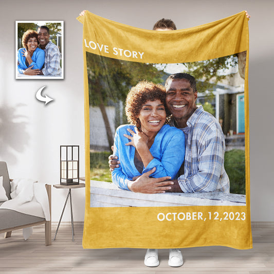 Custom Couple Photo Blankets Personalized Photo Memorial Blankets