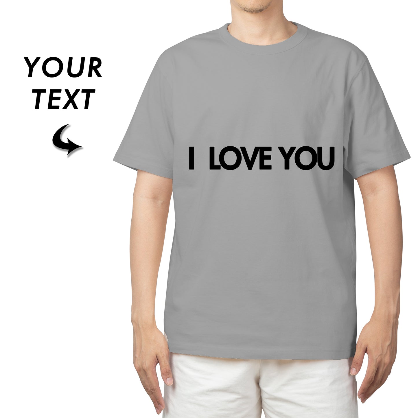 Personalized Unisex Cotton T-Shirt, Custom Text, Double-Sided Print