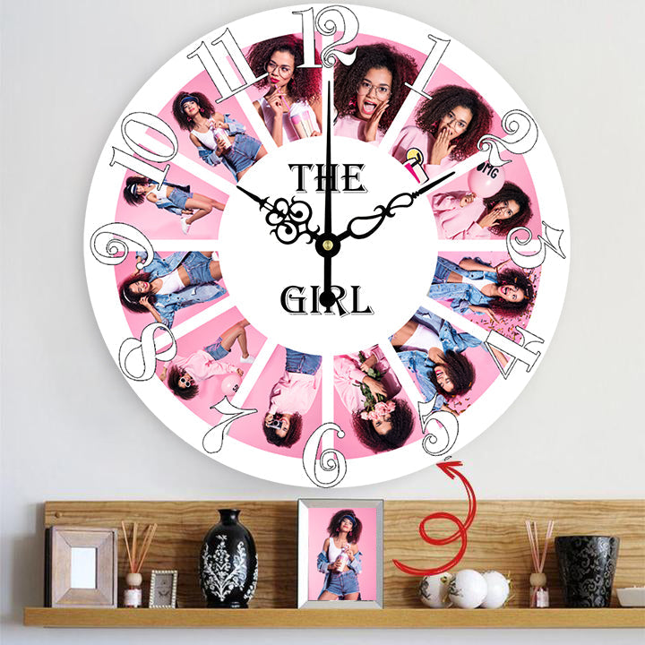 12pcs Photo Round Wall Clock Personalized Clock for Family and Girl