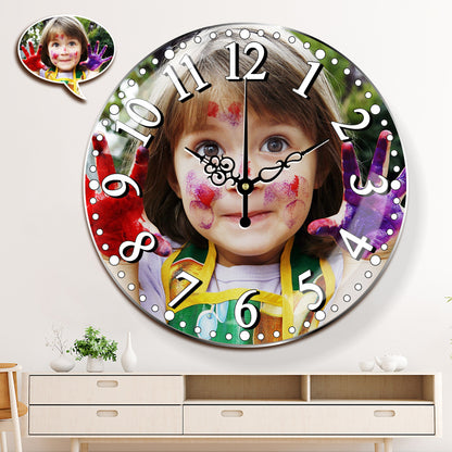 15 Inch Personalized Photo Round Wall Clock, Custom Acrylic Home Decor