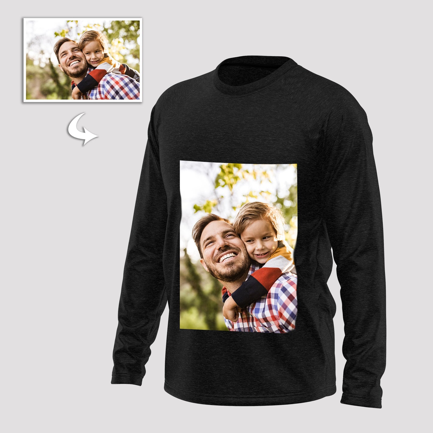 Customizable Unisex Long-Sleeve T-Shirt with Double-Sided Photo Print