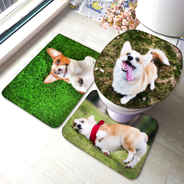 Custom Photo Toilet Rug Set for Bathroom Toilet Non-Slip Mat Carpet