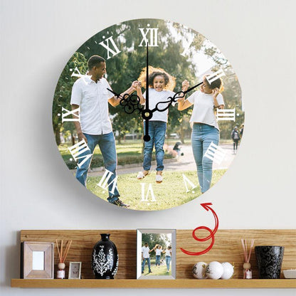 Personalized Round Wall Clock - Custom Photo Keepsake Home Decor Gift