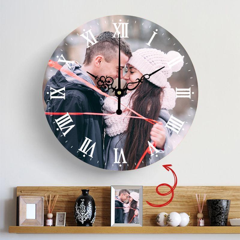 Personalized Round Wall Clock - Custom Photo Keepsake Home Decor Gift