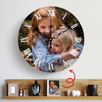 Personalized Round Wall Clock - Custom Photo Keepsake Home Decor Gift