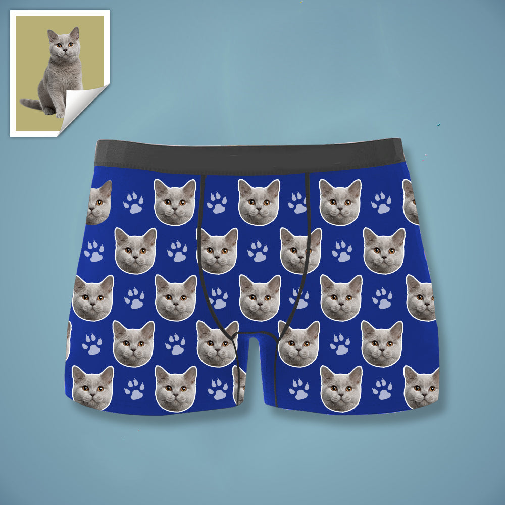 Custom Boxer with Photo Mens Underwear with Cat Face