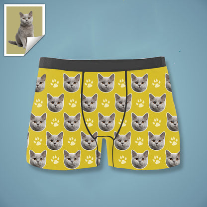 Custom Boxer with Photo Mens Underwear with Cat Face