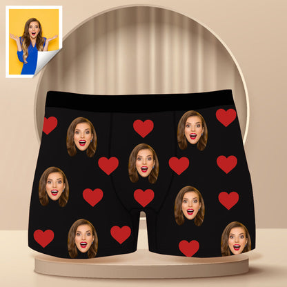 Custom Boxer with Photo Mens Underwear with Face and Heart