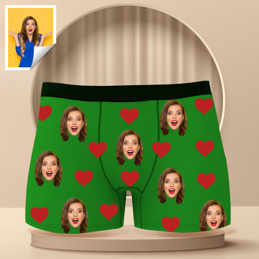 Custom Boxer with Photo Mens Underwear with Face and Heart