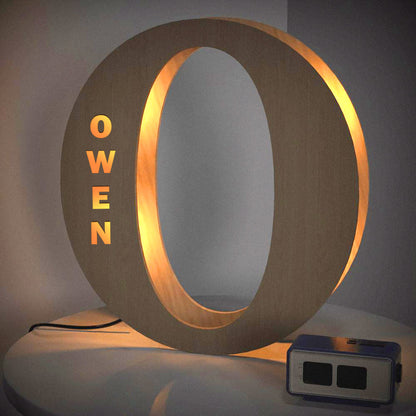 Custom Creative Wooden Letter Wall Bedside Lamp Night Background Light