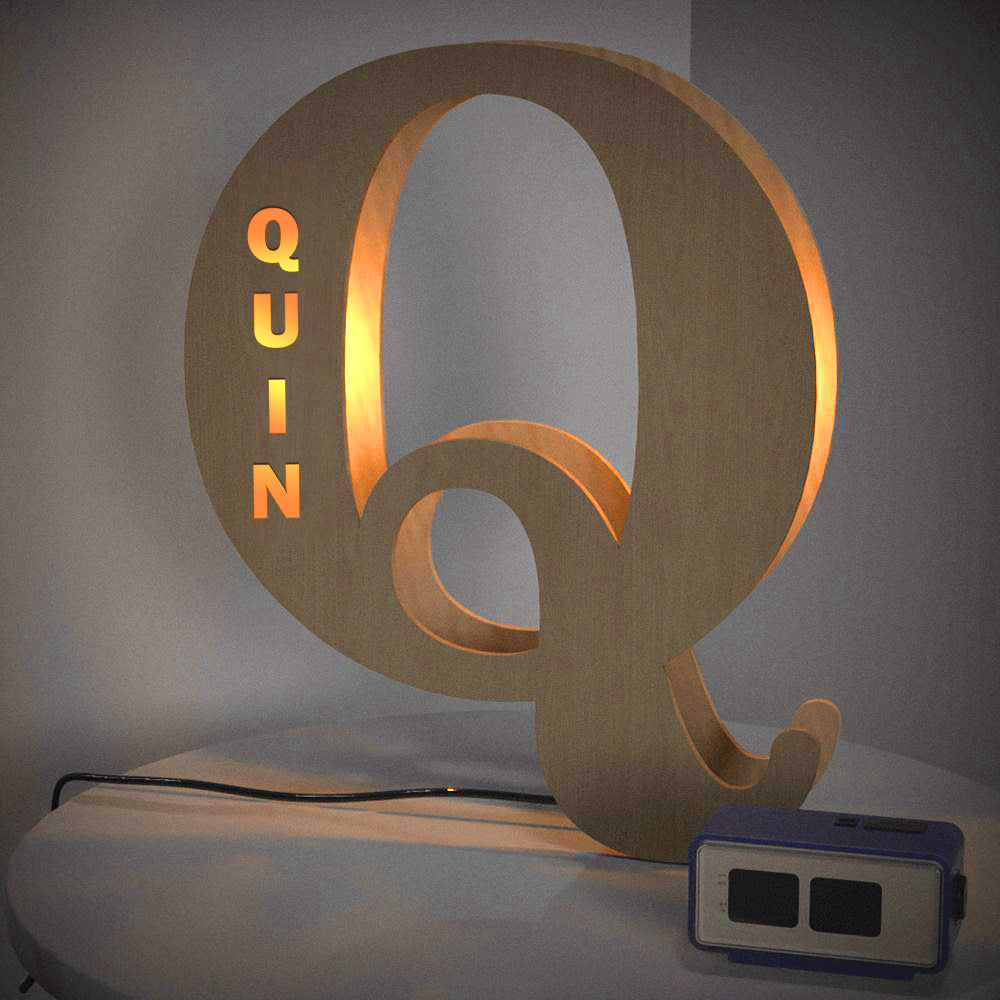 Custom Creative Wooden Letter Wall Bedside Lamp Night Background Light