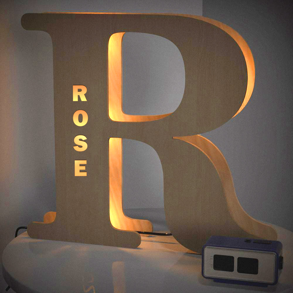 Custom Creative Wooden Letter Wall Bedside Lamp Night Background Light