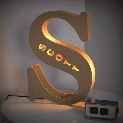 Custom Creative Wooden Letter Wall Bedside Lamp Night Background Light