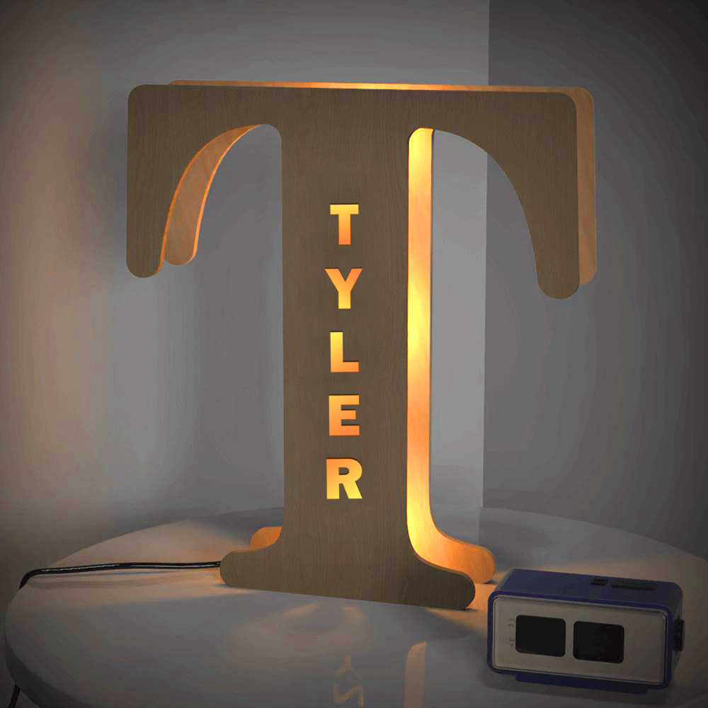 Custom Creative Wooden Letter Wall Bedside Lamp Night Background Light