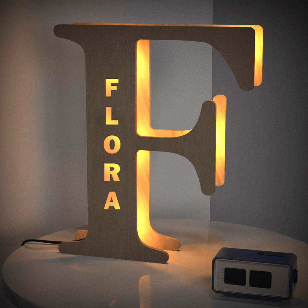 Custom Creative Wooden Letter Wall Bedside Lamp Night Background Light