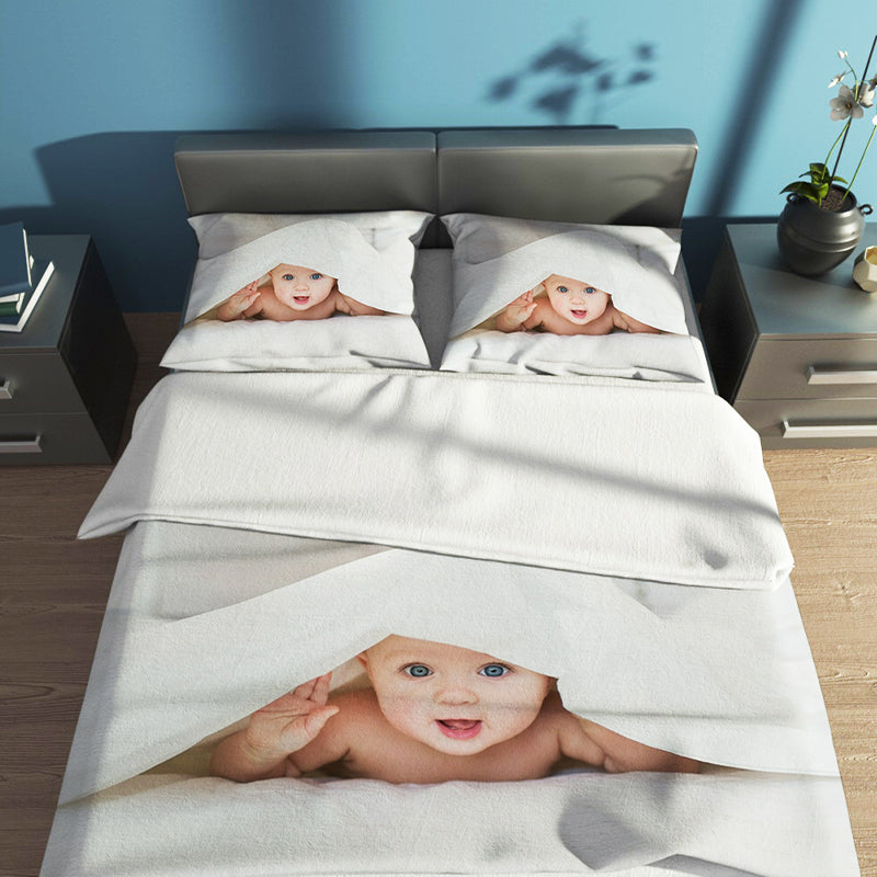 Cotton Three-Piece Bedding Set: Personalized Custom Photo Quilt Cover