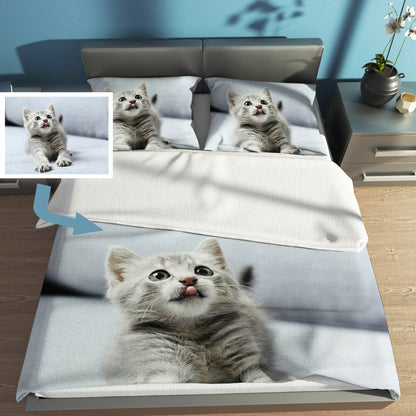 Cotton Three-Piece Bedding Set: Personalized Custom Photo Quilt Cover