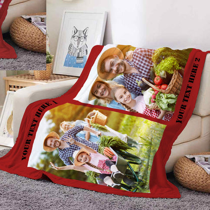 Custom Photo Blankets Collage 1-4 Photo Personalized Memorial Blankets