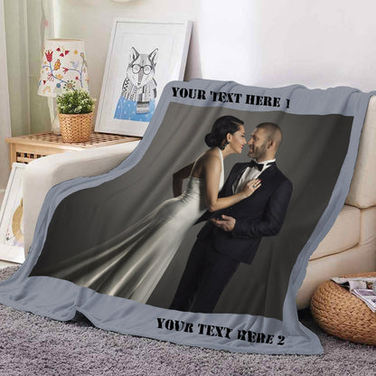 Custom Photo Blankets Collage 1-4 Photo Personalized Memorial Blankets