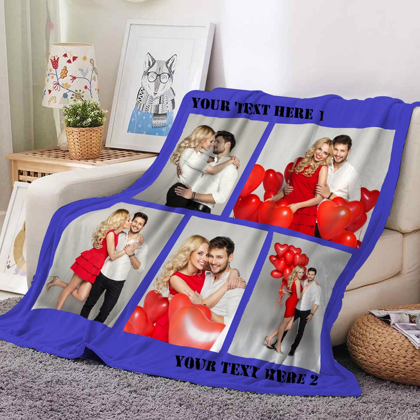 Custom Photo Blankets Collage 1-4 Photo Personalized Memorial Blankets