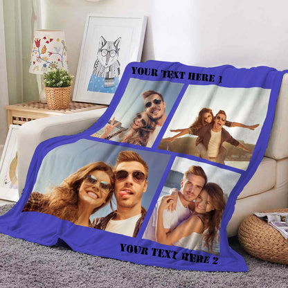 Custom Photo Blankets Collage 1-4 Photo Personalized Memorial Blankets