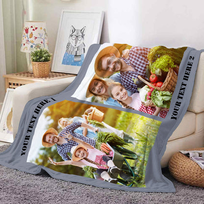 Custom Photo Blankets Collage 1-4 Photo Personalized Memorial Blankets