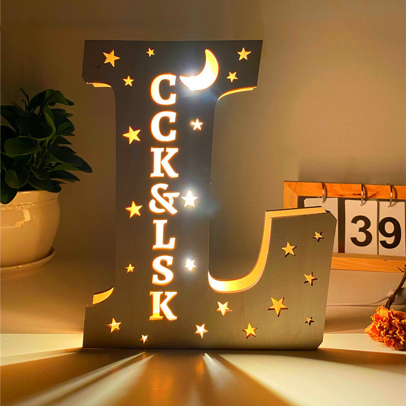 Custom Led Light Wooden 26 Letter Wall Lamp for Home Decoration