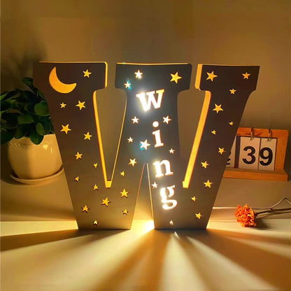 Custom Led Light Wooden 26 Letter Wall Lamp for Home Decoration