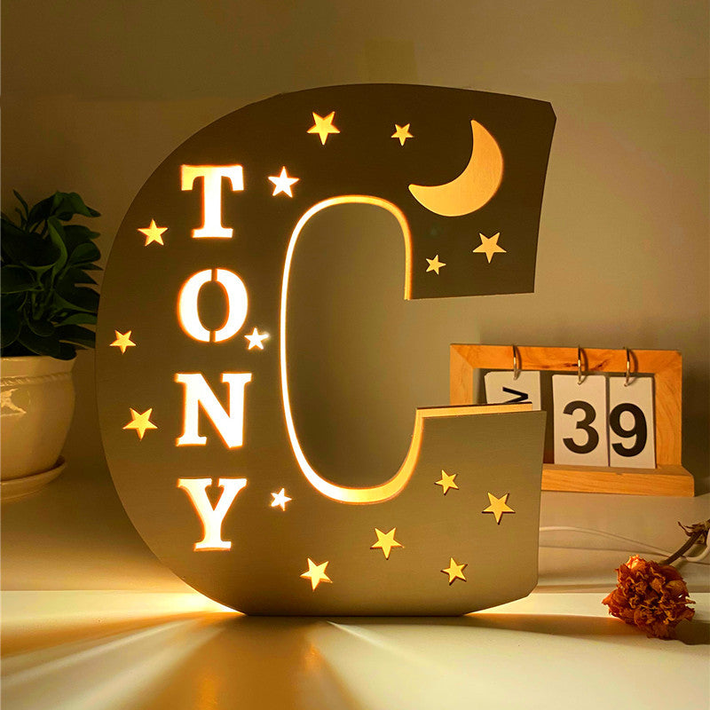 Custom Led Light Wooden 26 Letter Wall Lamp for Home Decoration