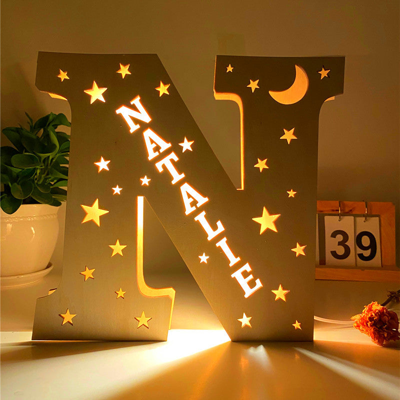 Custom Led Light Wooden 26 Letter Wall Lamp for Home Decoration