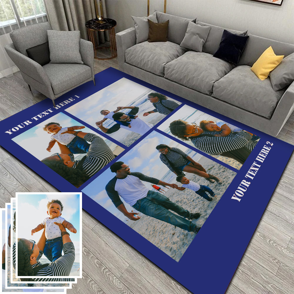 Custom Photo Flannel Carpet, Extra Soft Anti-Slip Floor Mats Collage 1-4 Photos