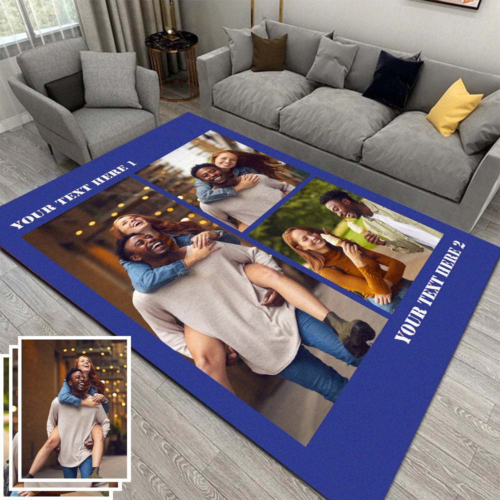 Custom Photo Flannel Carpet, Extra Soft Anti-Slip Floor Mats Collage 1-4 Photos