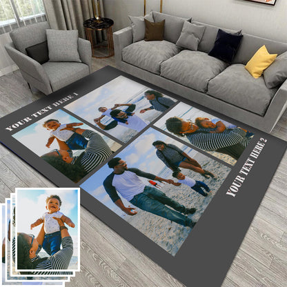 Custom Photo Flannel Carpet, Extra Soft Anti-Slip Floor Mats Collage 1-4 Photos