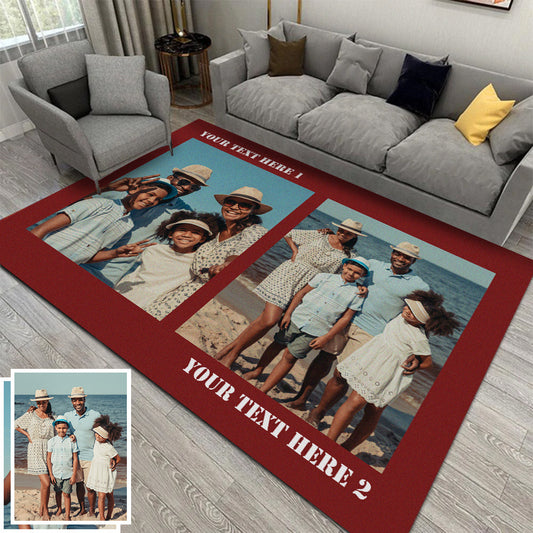 Custom Photo Flannel Carpet, Extra Soft Anti-Slip Floor Mats Collage 1-4 Photos