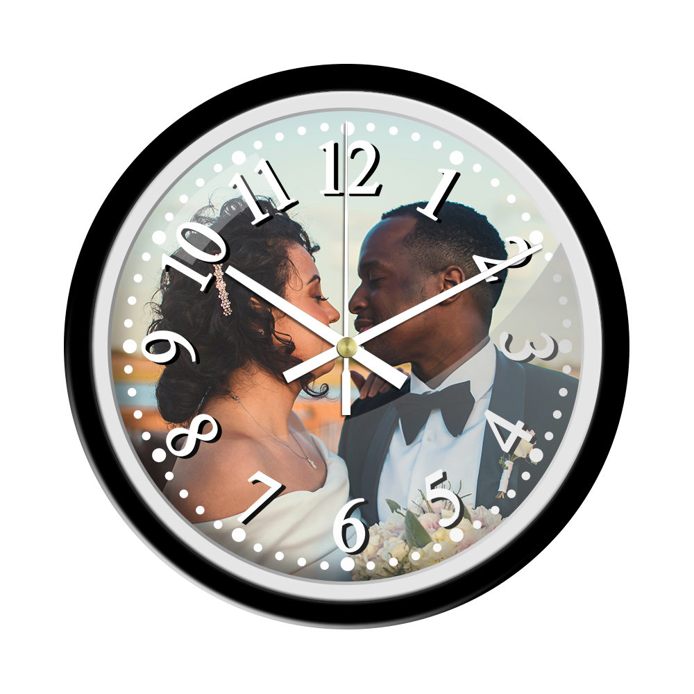 Custom Photo Hanging Wall Clock with Glass Cover with Frame Clock