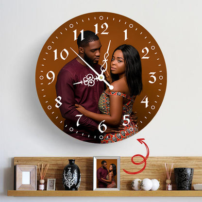 Personalized Round Wall Clock - Custom Photo Keepsake Home Decor Gift