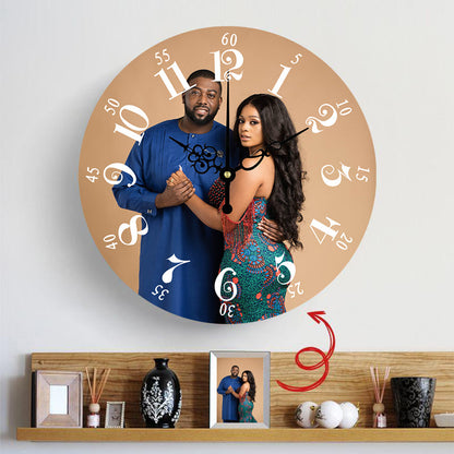 Personalized Round Wall Clock - Custom Photo Keepsake Home Decor Gift