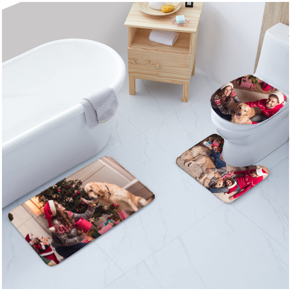 Custom Photo Toilet Rug Set for Bathroom Toilet Non-Slip Mat Carpet