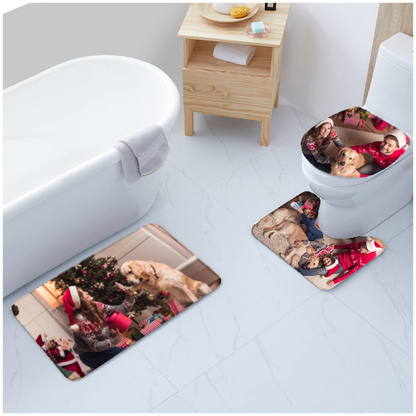 Custom Photo Toilet Rug Set for Bathroom Toilet Non-Slip Mat Carpet