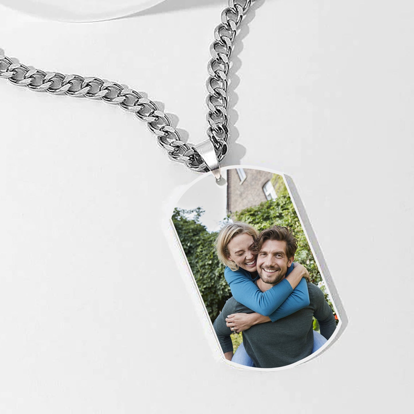 Personalized Stainless Steel Photo Dog Tag Necklace with Chain Jewelry