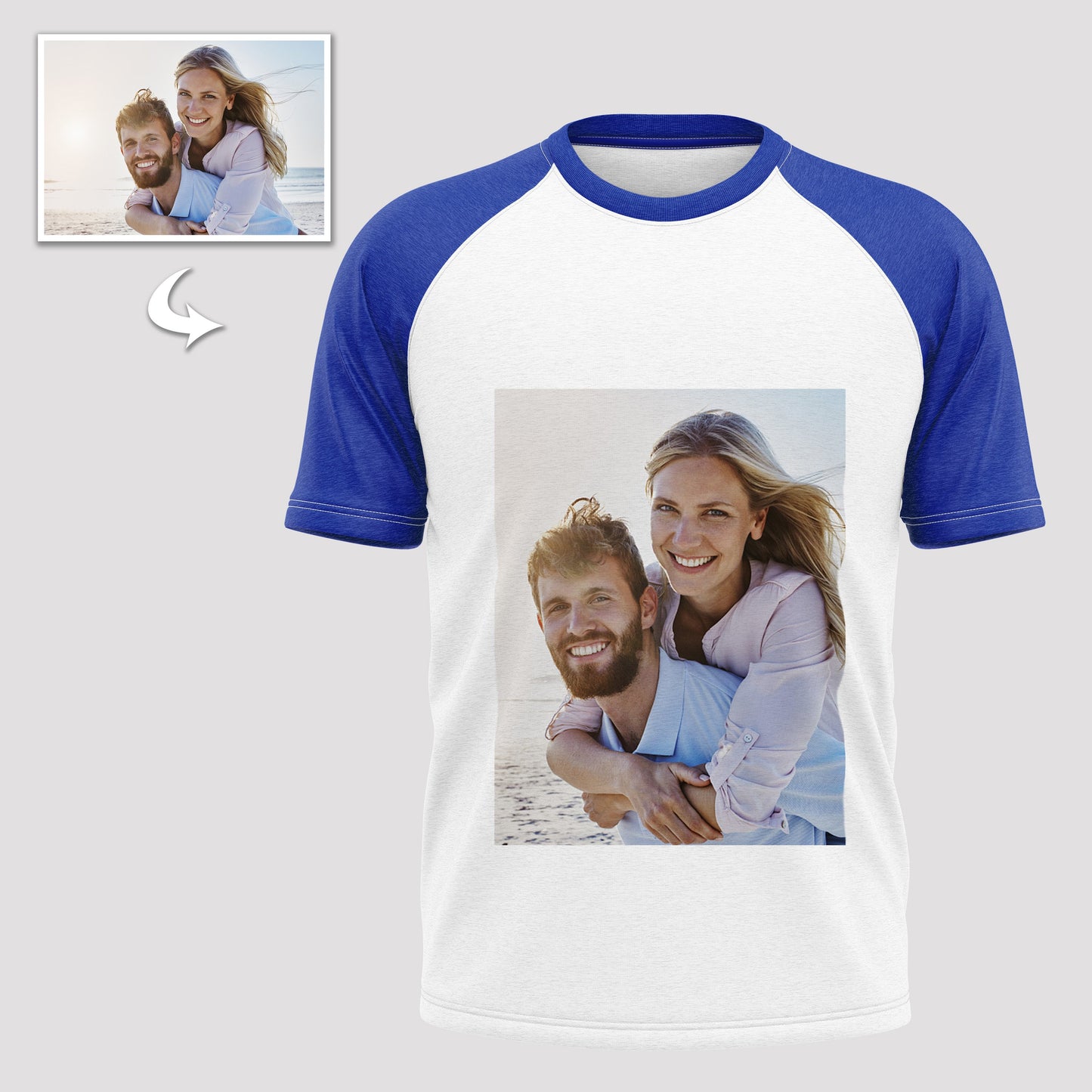 Personalized Cotton T-Shirt, Custom Photo Print, Unisex Double-Sided Tee