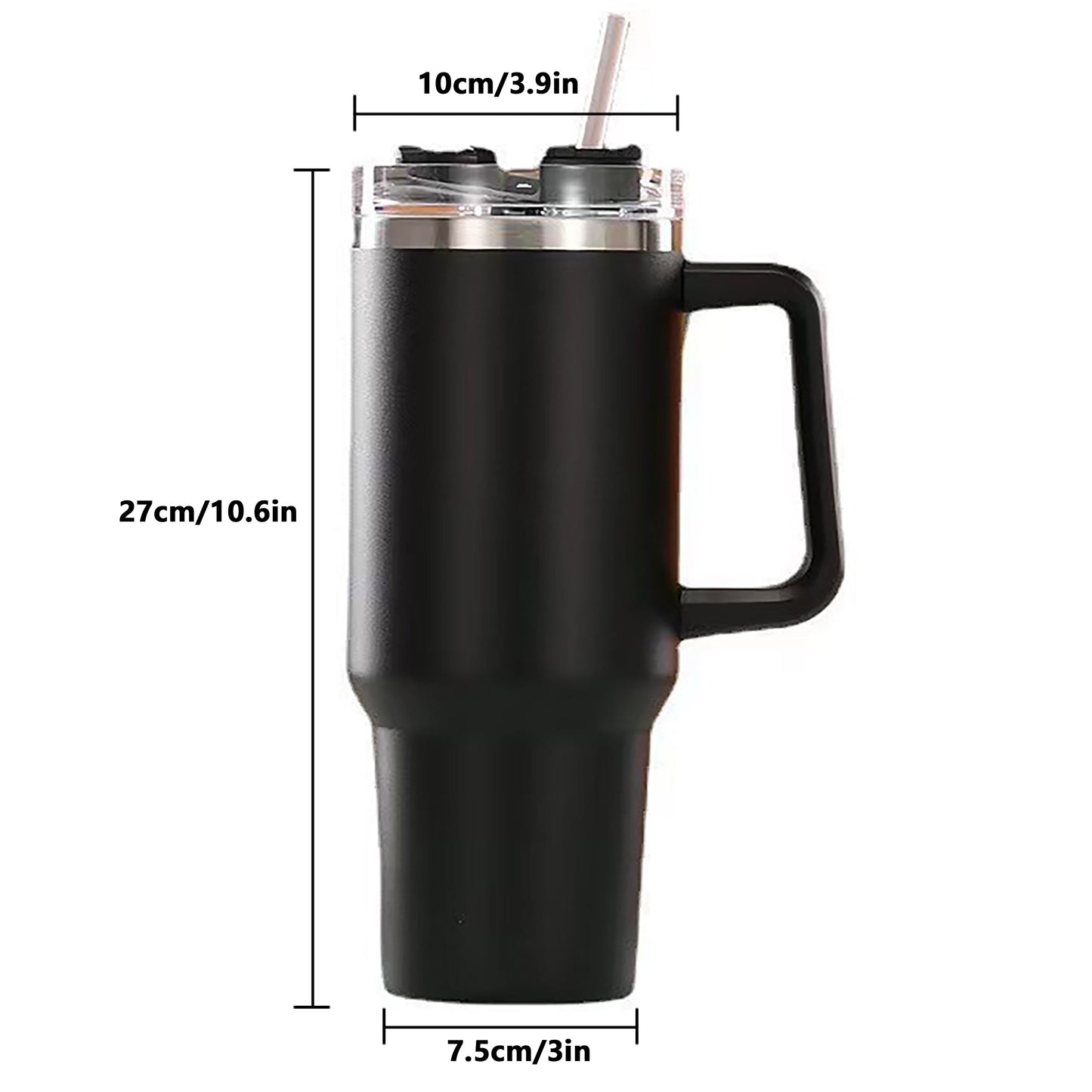 Custom Photo Stainless Steel Tumbler -  Insulated Cup with Handle & Straw