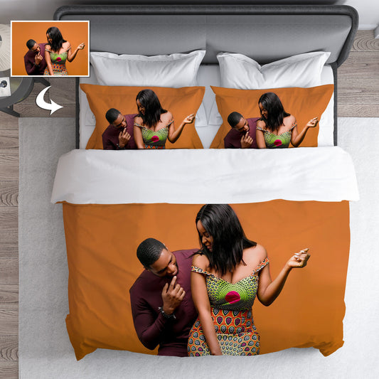 Custom Bedding Set with Photo Personalized Quilt Cover Three-Piece