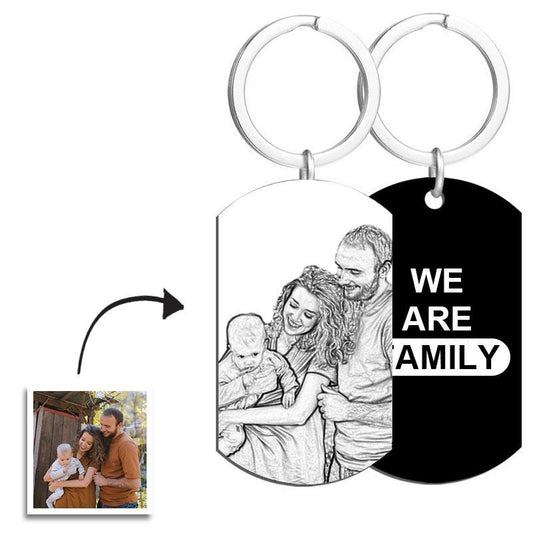 Photo Engraved Tag Key Chain With Engraving Black