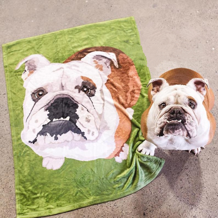 Custom Dog/Pet One Photo Blankets Fleece Blanket - faceonboxer