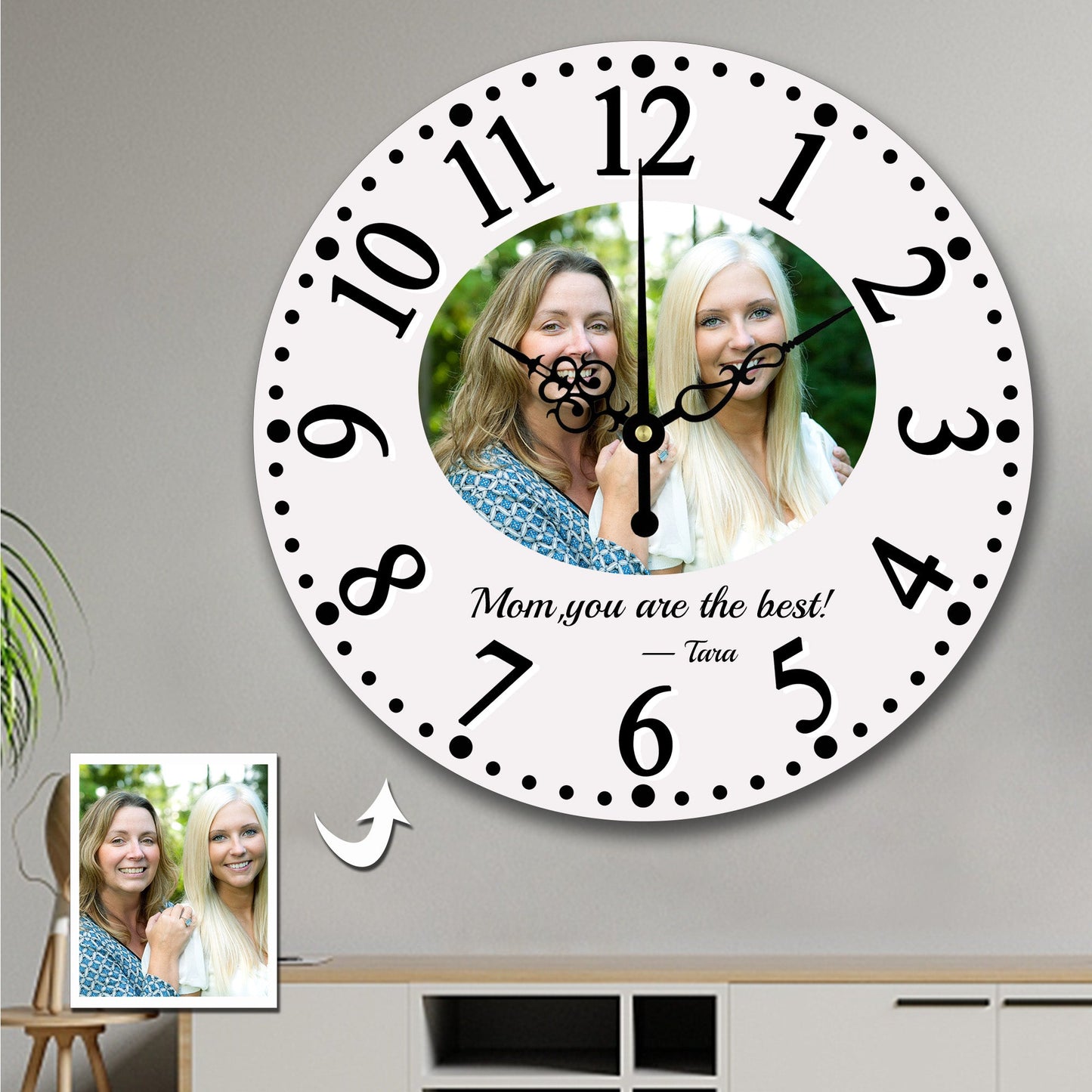 Custom Wall Clock With Photo Round Clock Elegant Style