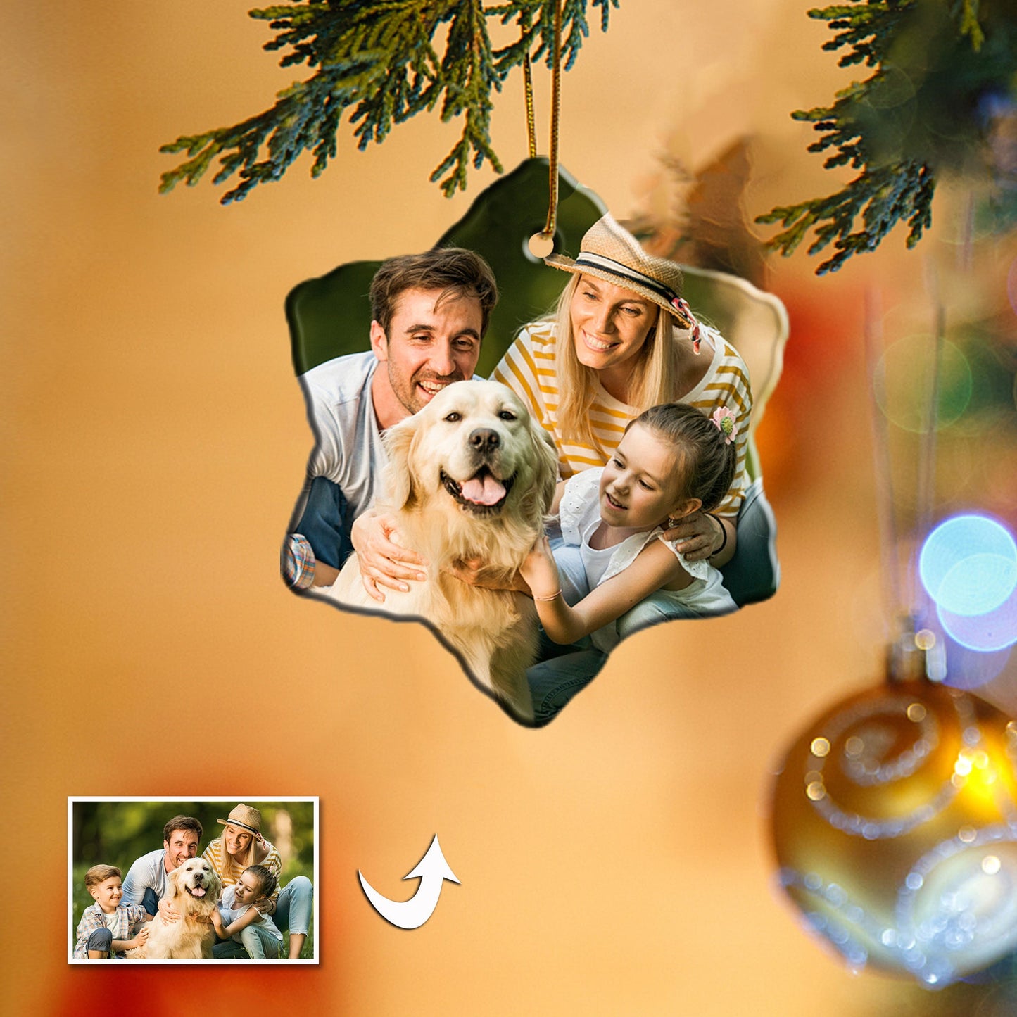 Christmas Custom Ornament Ceramic Hexagon Photo With Text Double-side 2.95’’