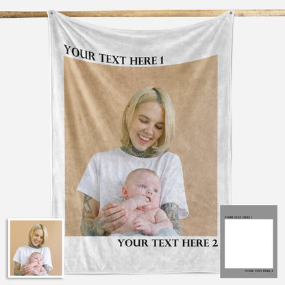 Custom Fleece Photo Blanket For Mom 1-5 Photos - faceonboxer