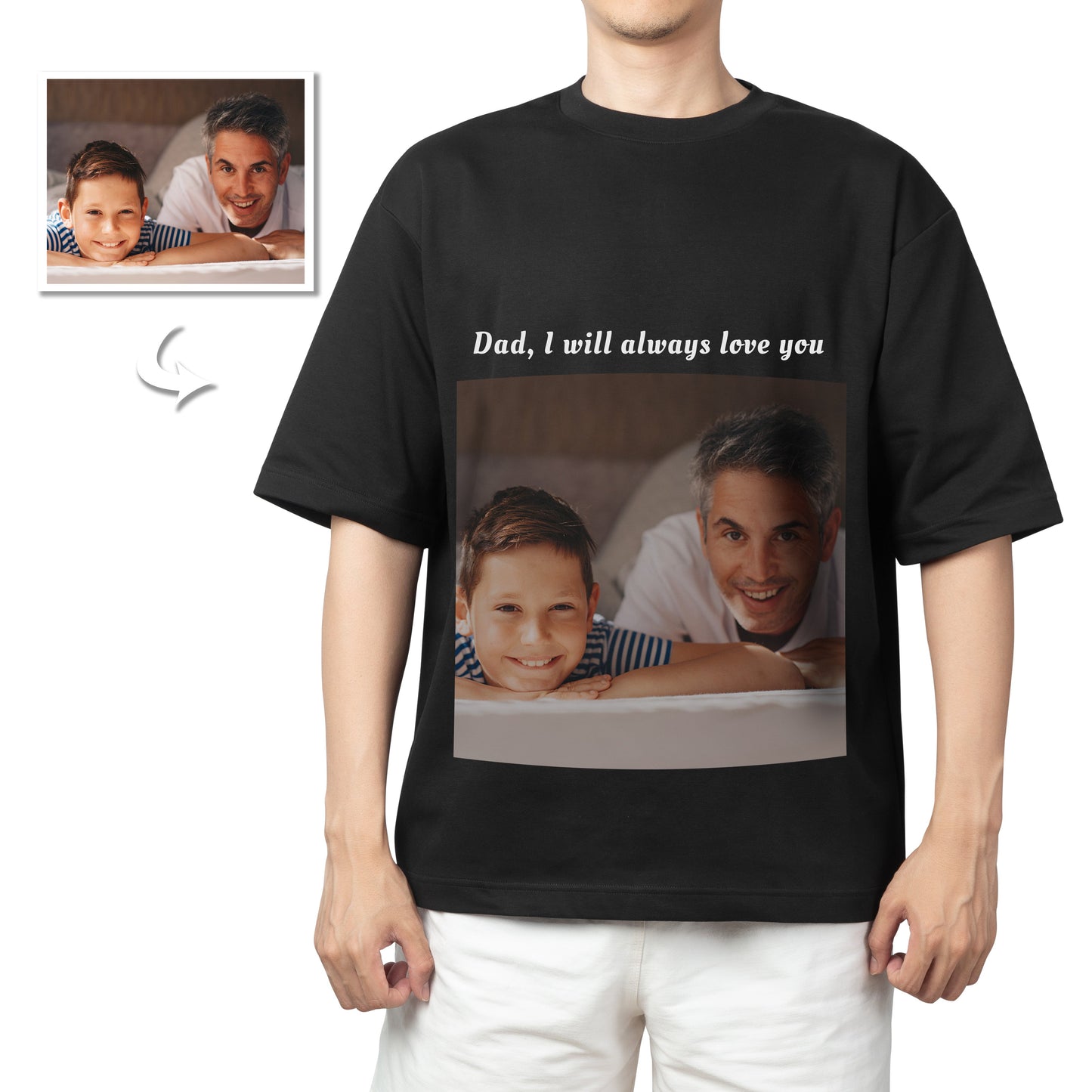 Custom Photo Cotton T-shirt Short Sleeve T-shirt For Father's Day